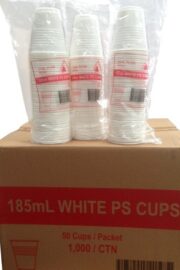 Tailored Packaging Plastic White Cups 185mL (1000 cups per carton)